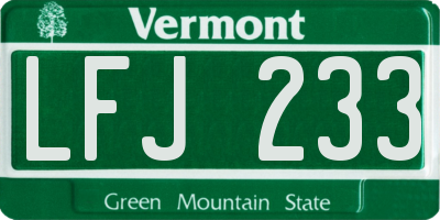 VT license plate LFJ233