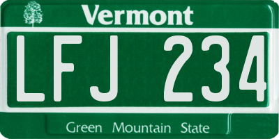 VT license plate LFJ234