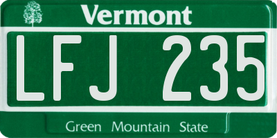 VT license plate LFJ235