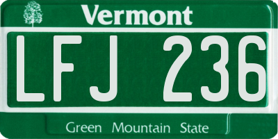 VT license plate LFJ236