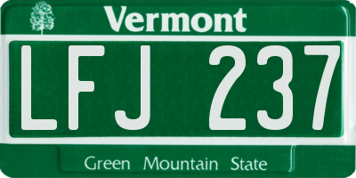 VT license plate LFJ237