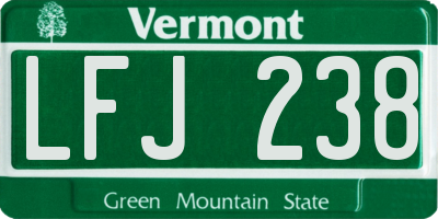 VT license plate LFJ238