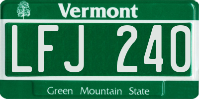 VT license plate LFJ240