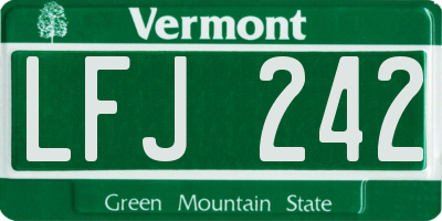 VT license plate LFJ242