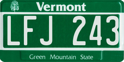 VT license plate LFJ243
