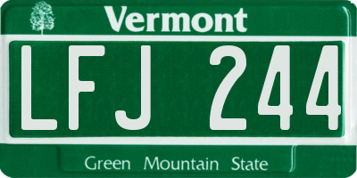 VT license plate LFJ244