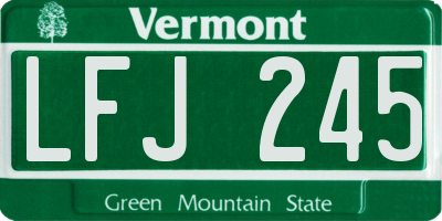 VT license plate LFJ245