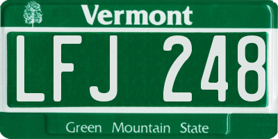 VT license plate LFJ248