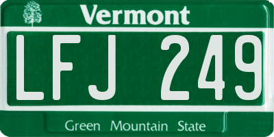 VT license plate LFJ249