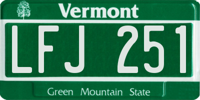 VT license plate LFJ251