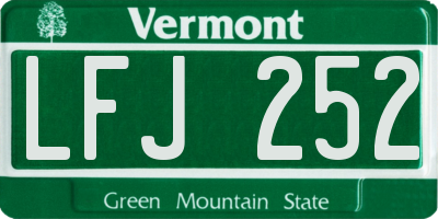 VT license plate LFJ252