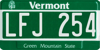 VT license plate LFJ254