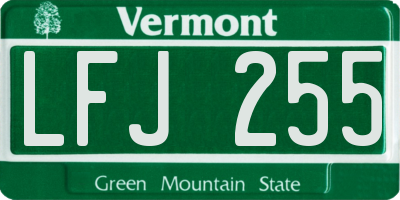 VT license plate LFJ255