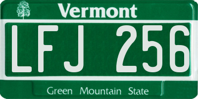 VT license plate LFJ256