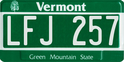 VT license plate LFJ257