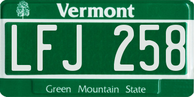 VT license plate LFJ258