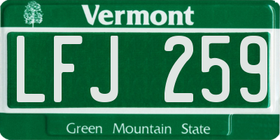 VT license plate LFJ259