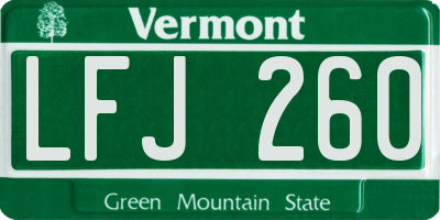 VT license plate LFJ260