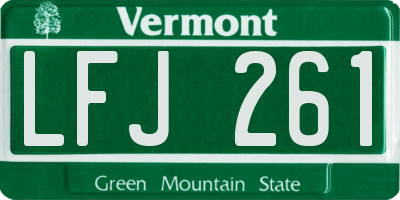 VT license plate LFJ261
