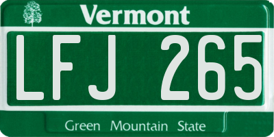 VT license plate LFJ265
