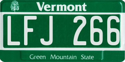 VT license plate LFJ266