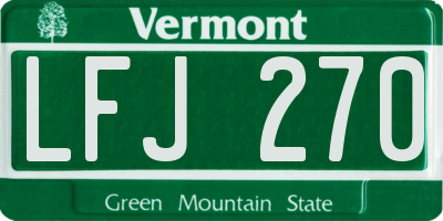 VT license plate LFJ270