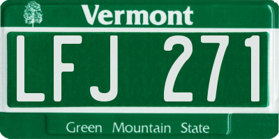 VT license plate LFJ271