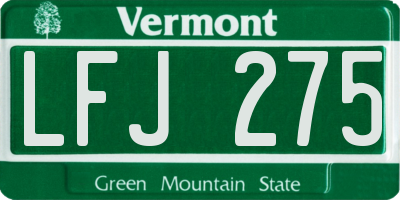 VT license plate LFJ275