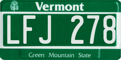 VT license plate LFJ278