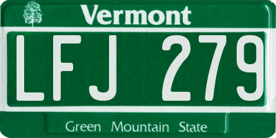 VT license plate LFJ279