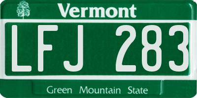 VT license plate LFJ283
