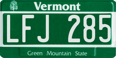 VT license plate LFJ285