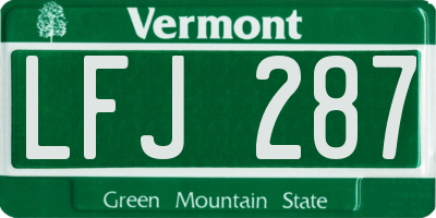 VT license plate LFJ287