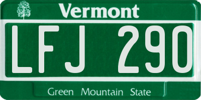 VT license plate LFJ290
