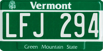 VT license plate LFJ294