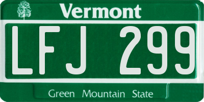 VT license plate LFJ299