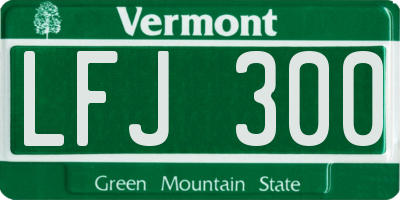 VT license plate LFJ300