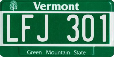 VT license plate LFJ301