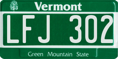 VT license plate LFJ302