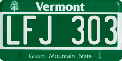 VT license plate LFJ303