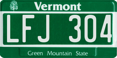VT license plate LFJ304