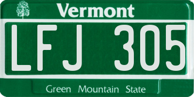 VT license plate LFJ305