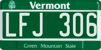 VT license plate LFJ306