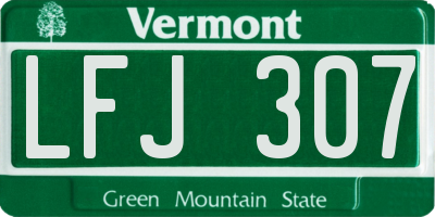 VT license plate LFJ307