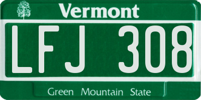VT license plate LFJ308