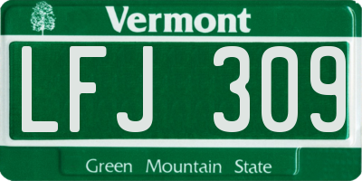 VT license plate LFJ309