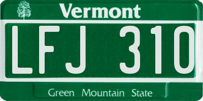 VT license plate LFJ310
