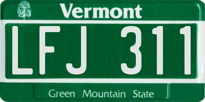 VT license plate LFJ311