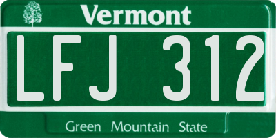 VT license plate LFJ312