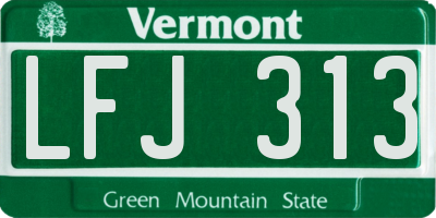 VT license plate LFJ313
